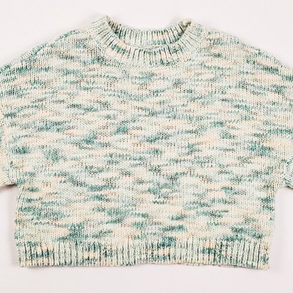 Arizona Jean Company Sweaters - Arizona Jeans Crop Sweater, Aqua / White / Tan Knit, Women's XS, Cozy and Cool